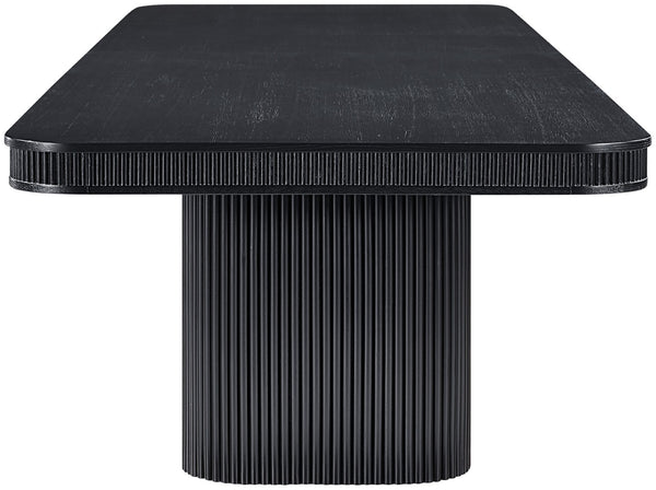 Meridian Furniture Mohari Oak Veneer Dining Table with Fluted Art Deco Base and Sculptural Design for Modern Black 747Black-T