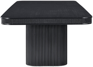 Meridian Furniture Mohari Oak Veneer Dining Table with Fluted Art Deco Base and Sculptural Design for Modern Black 747Black-T