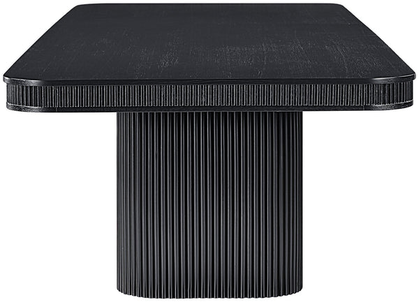 Meridian Furniture Mohari Oak Veneer Dining Table with Fluted Art Deco Base and Sculptural Design for Modern Black 747Black-T