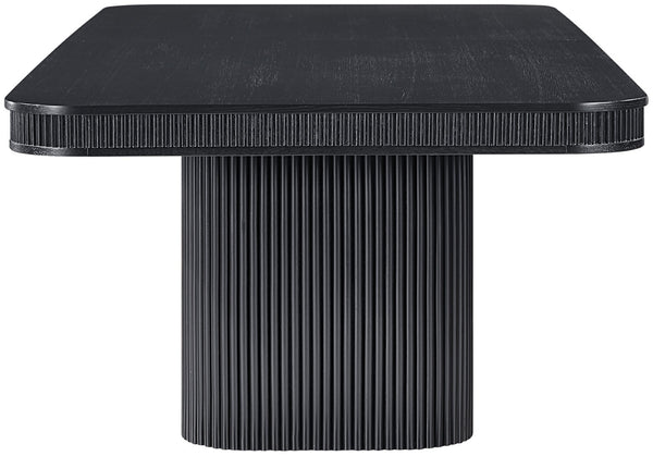 Meridian Furniture Mohari Oak Veneer Dining Table with Fluted Art Deco Base and Sculptural Design for Modern Black 747Black-T