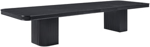 Meridian Furniture Mohari Oak Veneer Dining Table with Fluted Art Deco Base and Sculptural Design for Modern Black 747Black-T