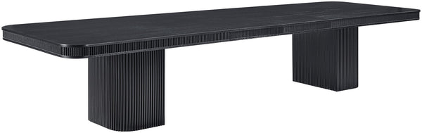 Meridian Furniture Mohari Oak Veneer Dining Table with Fluted Art Deco Base and Sculptural Design for Modern Black 747Black-T