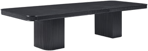 Meridian Furniture Mohari Oak Veneer Dining Table with Fluted Art Deco Base and Sculptural Design for Modern Black 747Black-T