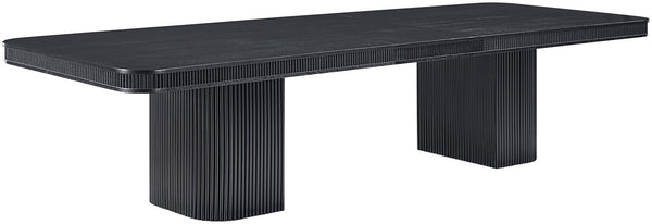 Meridian Furniture Mohari Oak Veneer Dining Table with Fluted Art Deco Base and Sculptural Design for Modern Black 747Black-T