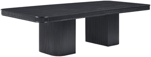 Meridian Furniture Mohari Oak Veneer Dining Table with Fluted Art Deco Base and Sculptural Design for Modern Black 747Black-T