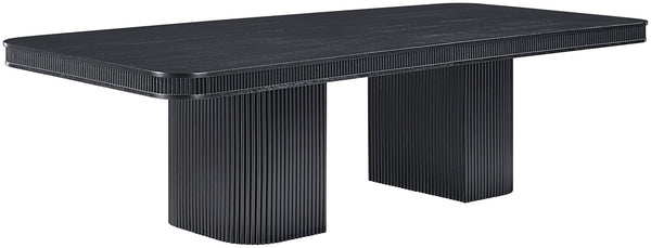 Meridian Furniture Mohari Oak Veneer Dining Table with Fluted Art Deco Base and Sculptural Design for Modern Black 747Black-T