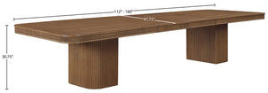 Meridian Furniture Mohari Oak Veneer Dining Table with Fluted Art Deco Base and Sculptural Design for Modern Brown 747Brown-T