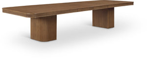 Meridian Furniture Mohari Oak Veneer Dining Table with Fluted Art Deco Base and Sculptural Design for Modern Brown 747Brown-T
