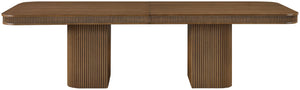 Meridian Furniture Mohari Oak Veneer Dining Table with Fluted Art Deco Base and Sculptural Design for Modern Brown 747Brown-T