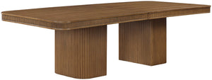 Meridian Furniture Mohari Oak Veneer Dining Table with Fluted Art Deco Base and Sculptural Design for Modern Brown 747Brown-T
