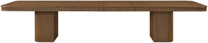 Meridian Furniture Mohari Oak Veneer Dining Table with Fluted Art Deco Base and Sculptural Design for Modern Brown 747Brown-T