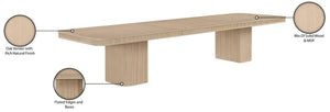 Meridian Furniture Mohari Oak Veneer Dining Table with Fluted Art Deco Base and Sculptural Design for Modern Natural 747Oak-T