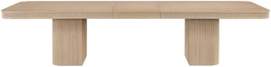 Meridian Furniture Mohari Oak Veneer Dining Table with Fluted Art Deco Base and Sculptural Design for Modern Natural 747Oak-T