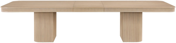 Meridian Furniture Mohari Oak Veneer Dining Table with Fluted Art Deco Base and Sculptural Design for Modern Natural 747Oak-T