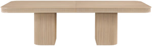 Meridian Furniture Mohari Oak Veneer Dining Table with Fluted Art Deco Base and Sculptural Design for Modern Natural 747Oak-T