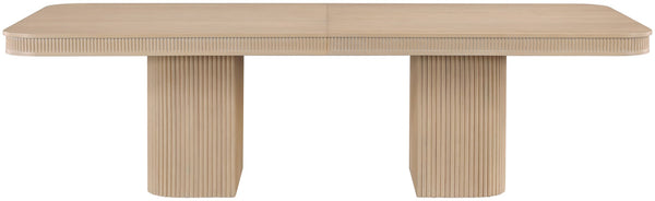Meridian Furniture Mohari Oak Veneer Dining Table with Fluted Art Deco Base and Sculptural Design for Modern Natural 747Oak-T