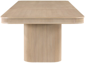 Meridian Furniture Mohari Oak Veneer Dining Table with Fluted Art Deco Base and Sculptural Design for Modern Natural 747Oak-T