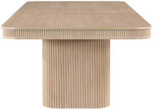 Meridian Furniture Mohari Oak Veneer Dining Table with Fluted Art Deco Base and Sculptural Design for Modern Natural 747Oak-T