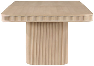 Meridian Furniture Mohari Oak Veneer Dining Table with Fluted Art Deco Base and Sculptural Design for Modern Natural 747Oak-T
