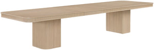Meridian Furniture Mohari Oak Veneer Dining Table with Fluted Art Deco Base and Sculptural Design for Modern Natural 747Oak-T