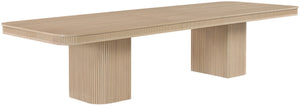 Meridian Furniture Mohari Oak Veneer Dining Table with Fluted Art Deco Base and Sculptural Design for Modern Natural 747Oak-T