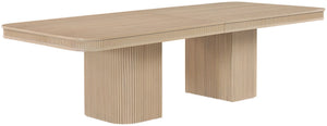 Meridian Furniture Mohari Oak Veneer Dining Table with Fluted Art Deco Base and Sculptural Design for Modern Natural 747Oak-T