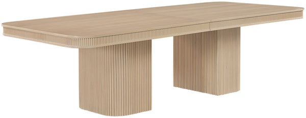 Meridian Furniture Mohari Oak Veneer Dining Table with Fluted Art Deco Base and Sculptural Design for Modern Natural 747Oak-T