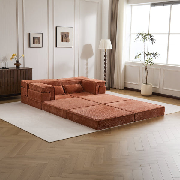 English Elm Compression Modular Sofa Bed - Cozy Convertible 2-Seater With Ottoman, No Assembly, Memory Foam Comfort W3723S00026