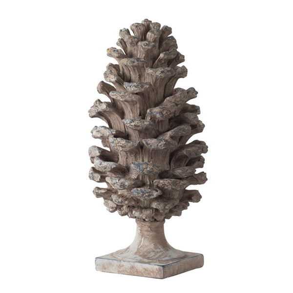 English Elm Set of 2 Polyresin Pinecone Sculptures Woodland Accent Decor for Mantel or Console W2078P360995