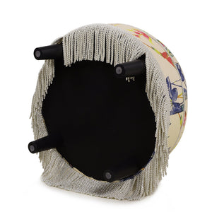 English Elm Jennifer Taylor Home - Yolanda 24" Round Accent Ottoman - Beige Floral Upholstery With Ivory Trim For Elegant Living Spaces B2719P238161