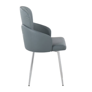 English Elm Dahlia Contemporary Dining Chairs Set Of 2 In Grey Faux Leather With Sleek Chrome Legs For Modern Elegance B202S01201
