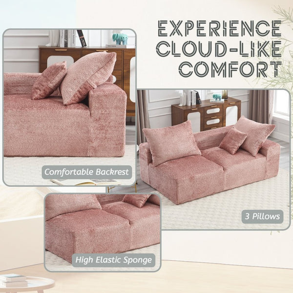 English Elm United Two-Person Sofa - Versatile Chenille Upholstery For Lounging, Napping & Flexible Layout W1568P222617-GIGA