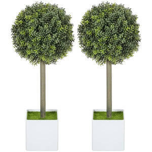 English Elm 2 Faux Boxwood Topiary Sphere Plants with Dense Pe Foliage for Indoor Decor T3971P405153
