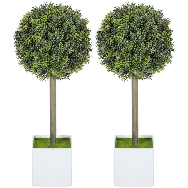 English Elm 2 Faux Boxwood Topiary Sphere Plants with Dense Pe Foliage for Indoor Decor T3971P405153