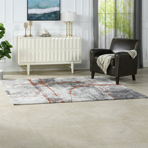 English Elm Jennifer Taylor Home - Quarry 5x6.5' Abstract Area Rug — Waterproof Polypropylene, Fade-Proof Medium Pile, Gray Cream Rust Elegance B2719P245965