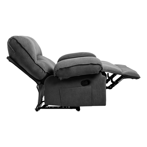 English Elm Oversized Velvet Push-Back Recliner Chair Sofa with Massage Pillow, Super Soft Fleece Comfort and Easy Assembly Grey W1403S00003