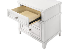 English Elm White Solid Wood 3-Drawer Nightstand with USB Charging Port, Poplar Solids, Custom Hardware Finish B2699P236711