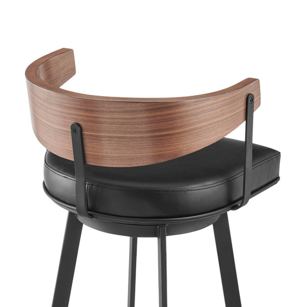 English Elm Lacey Swivel Barstool Matte Iron Base Faux Leather Seat Mid-century Kitchen Bar B2736P464814