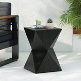 Christopher Knight Home® - Noble House - - 14.25" Black Concrete Side Table With Rustic Hand-Carved Texture And Unique Symmetric Form – Weather-Resistant Accent For Patio, Garden, Or Balcony