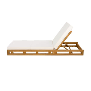 English Elm Christopher Knight Home® - Lounge Chaise Set - Solid Acacia Wood With Water-Resistant Cream Cushion For Ultimate Comfort & Style N770P272405T_N770P208317C