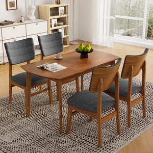 English Elm Dining Chairs Set Of 4 - Stylish Armless Wooden Mid-Century Modern Design For Your Dining Room N752P271224E