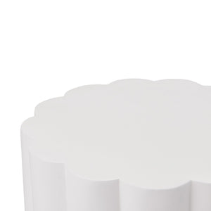 English Elm 13 Inch Handmade Mgo Geometric Side Table Sculptural Matte Accent for Indoor Outdoor White N772P390780W