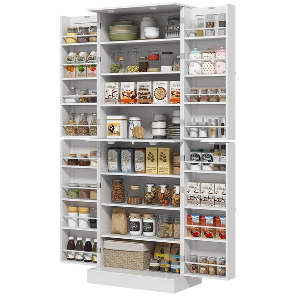 English Elm Homcom 65" Freestanding Kitchen Pantry Cabinet - Modern Storage With Adjustable Shelves & Safety Features W2225P229291