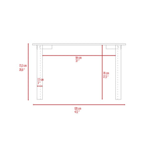 English Elm Marrakech Brown Writing Desk with Four Steel Legs — Compact 29"x47" Particleboard Workspace, Easy Assembly B128S00168