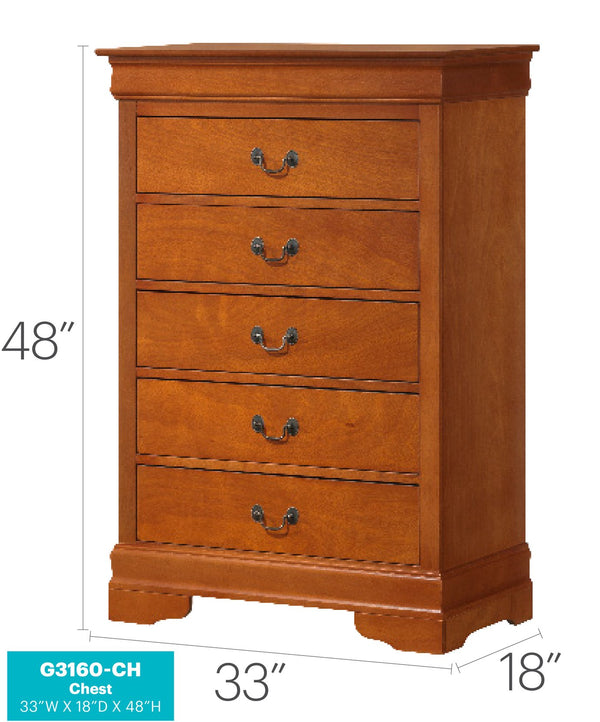 English Elm Louis Elegant Curved-Molding Chest with Carved Base, Dovetail Drawers for Smooth, Space-Saving Storage Oak 21 L x 36 W x 52 H B078118380