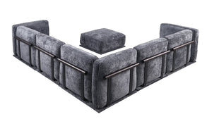 English Elm 102 Inch Linen Modular Sectional Sofa with Hidden Storage and Cloud Cushion Comfort Dark Gray W1099S00191