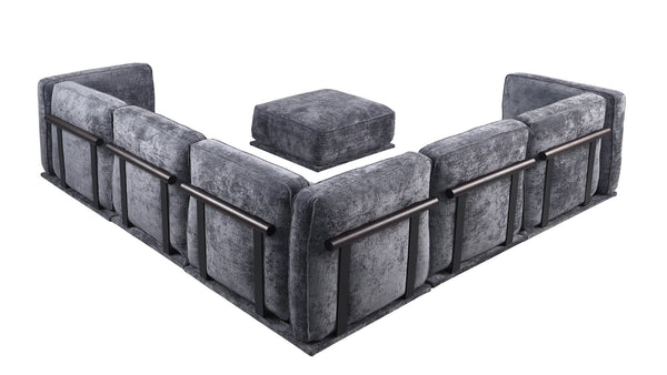 English Elm 102 Inch Linen Modular Sectional Sofa with Hidden Storage and Cloud Cushion Comfort Dark Gray W1099S00191