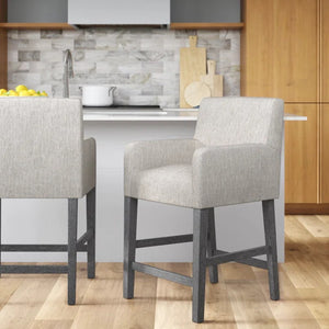 English Elm Upholstered Counter Stool with Rubberwood Frame for Kitchen Island or Home Bar 71252.00LGRY-2