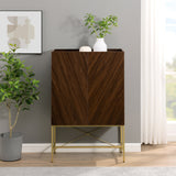 English Elm Walker Edison - Contemporary 2-Door Tall Accent Cabinet With Inset Top – Dark Walnut