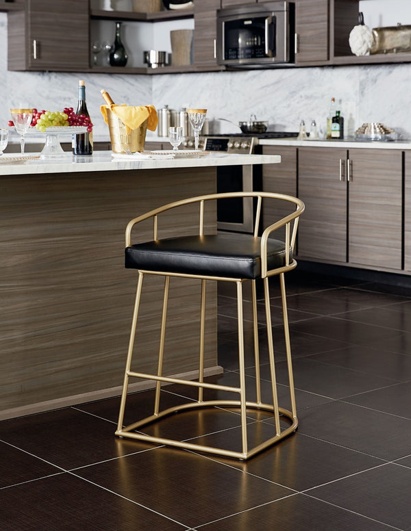 OSP Home Furnishings Luna 26" Counter Stool Black/Gold